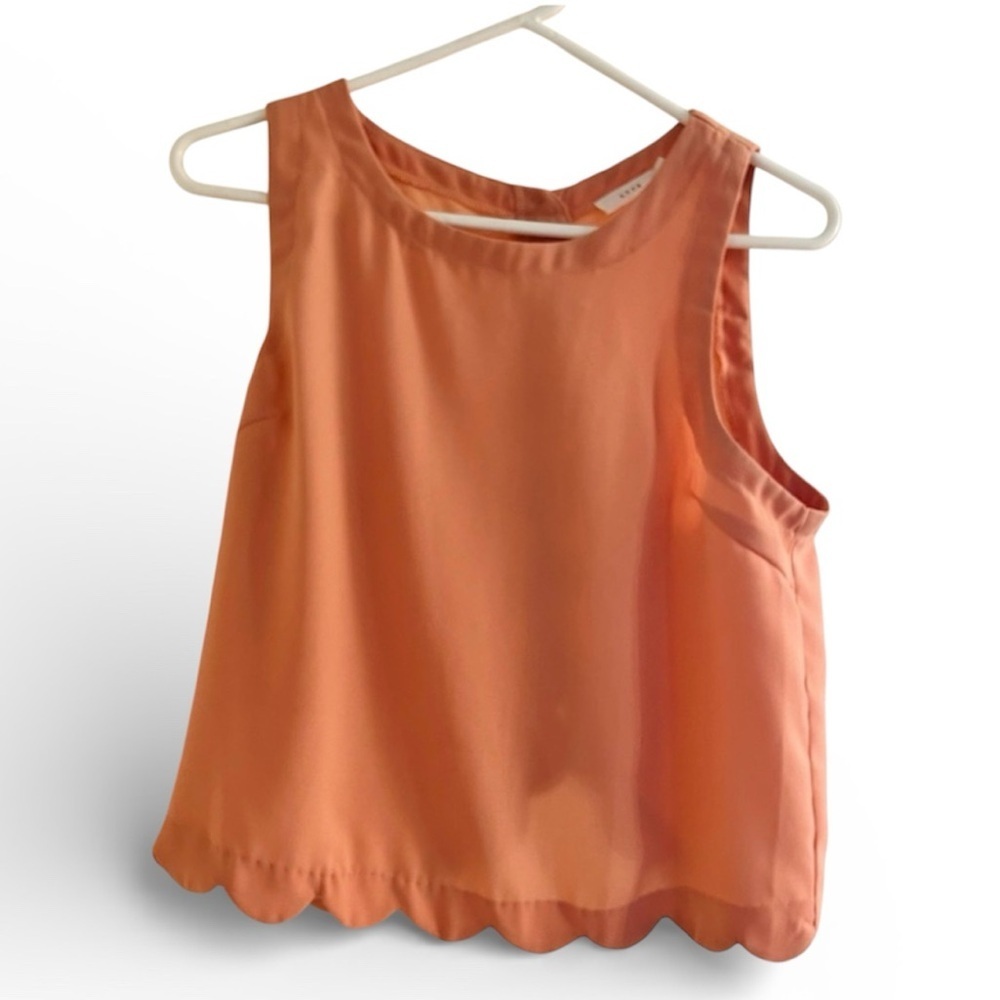 Lush Coral Scalloped Hem Tank Top